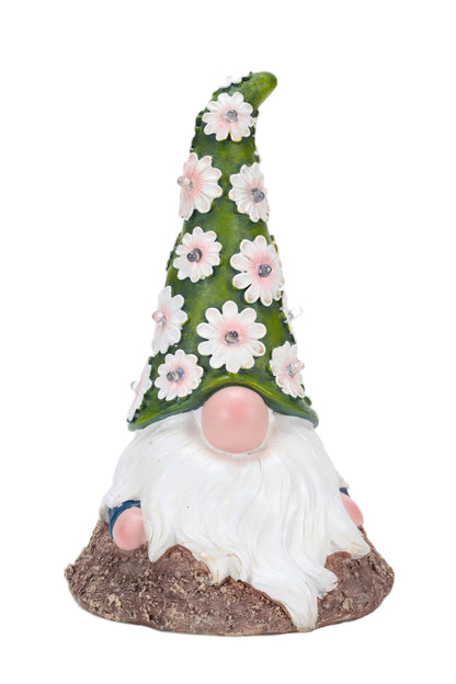 hobbyhaha Garden Gnome Solar Light Outdoor Statue, Decorative Lawn Ornament for Patio, Balcony, Yard, Housewarming Gift