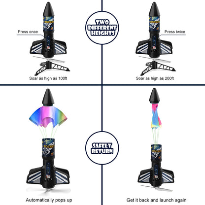 Mafbeanl Rocket Launcher for Kids, Self Launching Motorized Air Rocket Toy, Outdoor Toys for Ages 8-12, Model Rockets with Parachute Safely Land, Spaceship Launch up to 200 ft Birthday Gifts for Boys