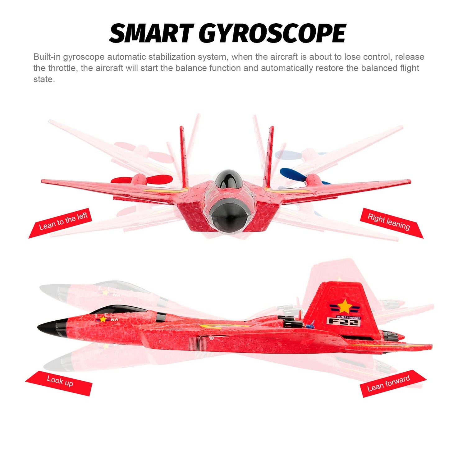 RoofWorld RC Plane, F22 RC Airplane Fighter Ready to Fly, 2.4Ghz 2 Channel Remote Control Plane, RC Airplanes Toy for Boys Girls Kids Beginners