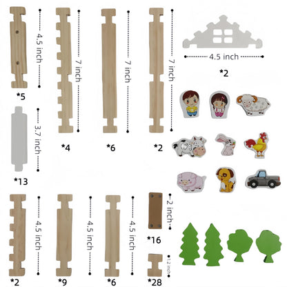 105Pcs Wooden Building Blocks Construction Set for Kids Ages 3-8,Preschool Learning Toys for Toddlers, Boys & Girls Birthday Gift, Educational STEM Toy