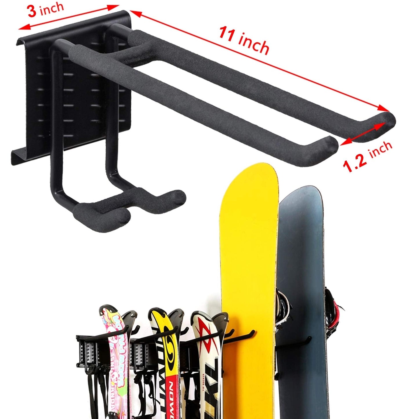 WALMANN Garage Storage Organization System Ski Wall Rack Up to 10 Pairs of Skis Mount Hanger Home Shed and Garage Snowboard Wall Rack Holds Up to 300 lbs