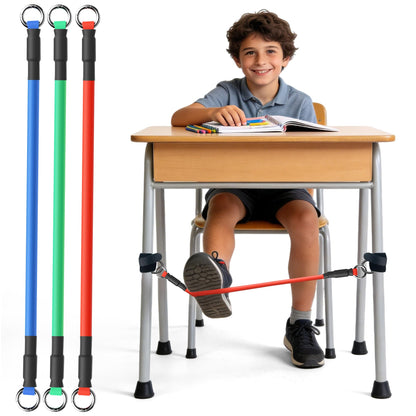 ELETIUO 3-Pack Sensory Chair Bands for Kids - Anti-Slip Fidget Tool for ADHD, Autism & Focus-Silent Stress Relief Bands Fits 20"-28" Desk Legs for Classroom & Home (Red/Blue/Green)