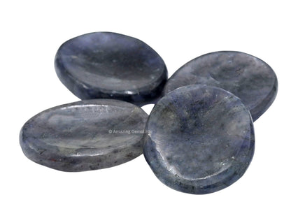Amazing Gemstone Iolite Worry Stone, Healing Crystals - Piedra Crystal Fidget for Gift, Meditation, Calming, Relaxation, Stress Relief