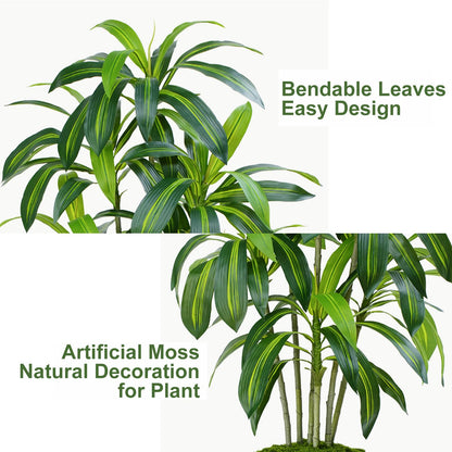 ZEEOZE Dracaena Plant Artificial Tree 7Ft Tall Fake Tropical Floor Plants Potted (Real Touch) Artificial Silk Tree Leaf Faux Trees White Tall Planter for Home Office Living Room Indoor Outdoor Decor