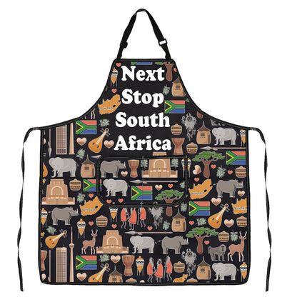 JXGZSO South Africa Symbols Gift Next Stop South Africa Apron With Pockets South Africa Trip Gift Chef Cooking Apron