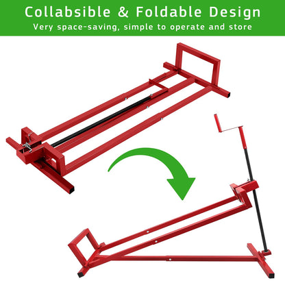 Lawn Mower Lift Jack, TUNTENDO Lifting Platform 882 Lbs Capacity Telescopic Maintenance Jack for Garden Tractors & Riding Lawn Mower with Manual Handle & Power Tool Extension Handle (Red)