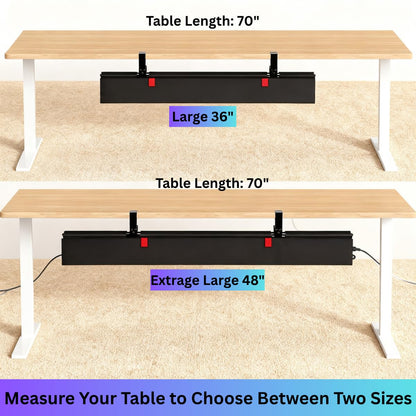 Under Desk Cable Management Tray, 48" Extra Large No Drill Cord Organizer with Easy to Clean Oxford Fabric, Clamp On Power Stripe Holder for Office, Home Office & Gaming Space