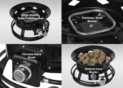 Flame King Smokeless Propane Fire Pit, 19-inch Portable Firebowl, 58K BTU with Self Igniter, Cover, & Carry Straps for RV, Camping, & Outdoor Living