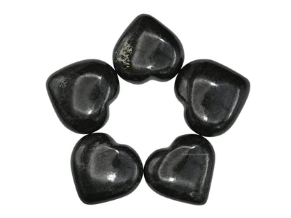 Nuummite Crystal Heart Palm Stone - Pocket Massage Worry Stone for Natural Body Chakra Balancing, Reiki Healing and Crystal Grid