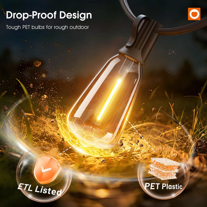addlon 198FT Outdoor String Lights for Outside with Remote Waterproof Patio Lights with Plastic ST38 LED Edison Bulbs Outdoor Lighting Extra Long for Backyard Bistro Porch Garden Pergola Party Decor