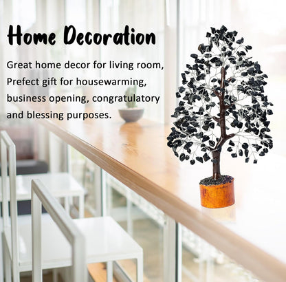 Crocon® Black Tourmaline Crystal Tree of Life Birthday Gifts for Men, Dad, Friend Healing Crystals Spiritual Shelf Crystal Decor Feng Shui Table Decor Gift for Men Housewarming Unique Home Decor