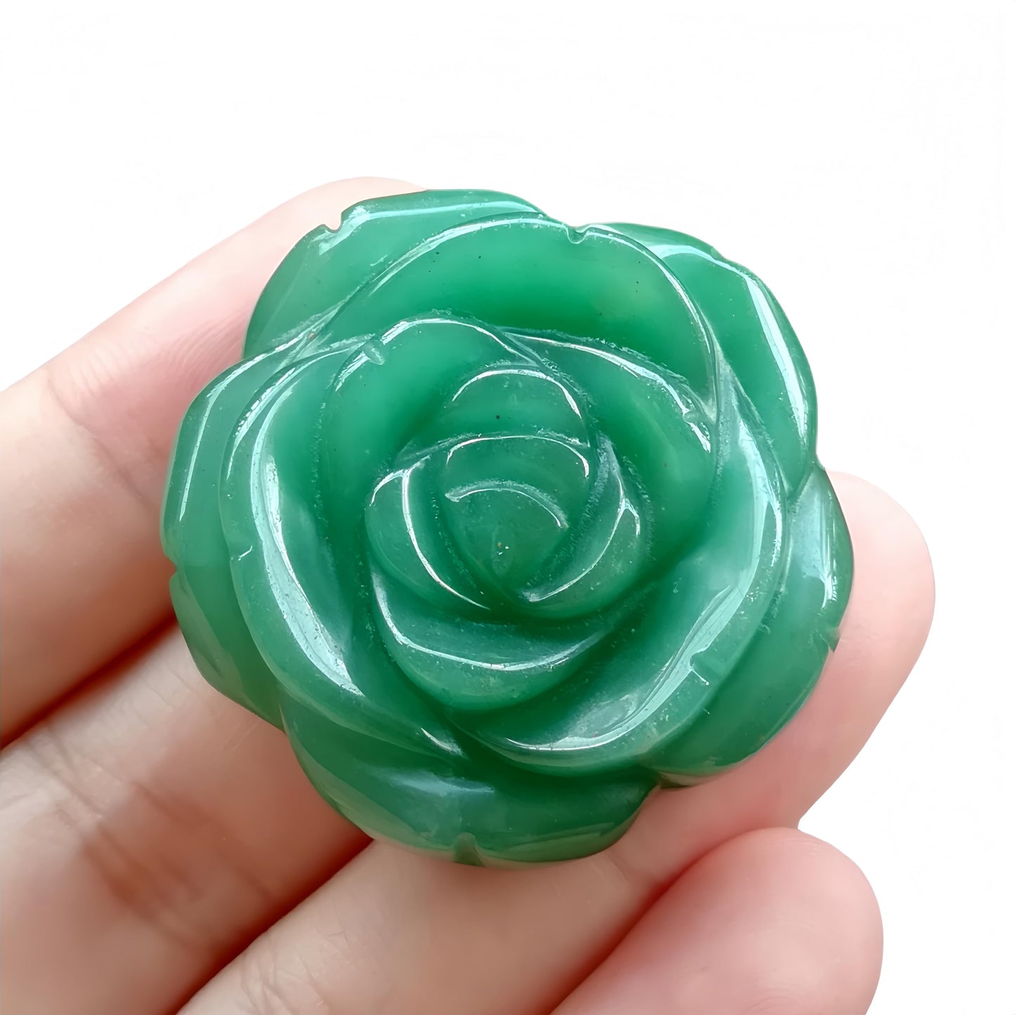 Sunshcat Natural Green Aventurine Crystal Rose Pendant,Three Dimensional Carved Healing Meditation Jewelry Crystals and Healing Stone Figurine,Suitable for DIY Jewelry Making and Valentine's Day Gift