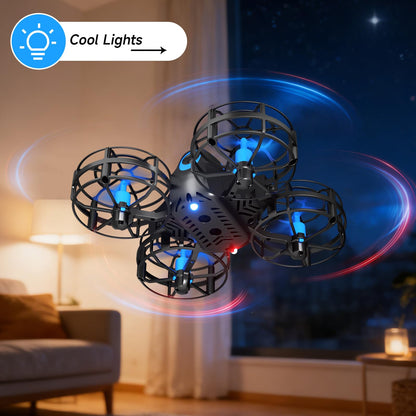 4DRC V18 Mini Drone for Kids Beginners, RC Quadcopter with 2 Control Modes, Headless Mode, Altitude Hold, Auto Hover, 3 Speeds, 3D Flips, LED Lights, 2 Batteries, Gift Toy for Boys