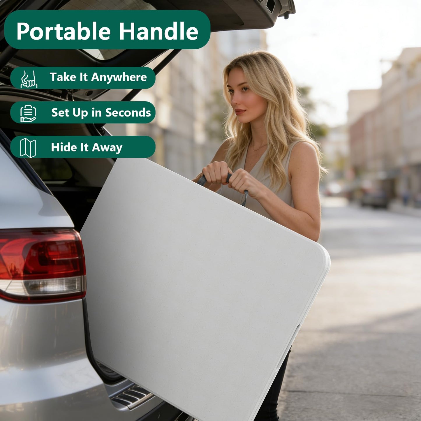 FurniEdge 6FT Folding Table 2 Pack, Heavy Duty Plastic Table with Handel, 400 lbs Portable Table, Reinforced Steel Legs, Fold-in-Half Table Ideal for Parties, Picnics, Weddings, Camping White