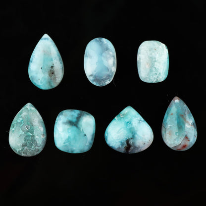 CRYSTALINES (7pcs) Natural Aquaprase Gemstone, Healing Crystals, Wholesale Cabochon Supplies, Polished Loose Stones, DIY Crafts-Jewelry Making, Wire Wrapping, Gift-Giving, Gem Collection