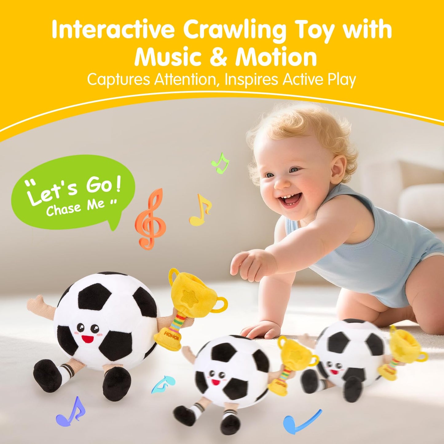 hahaland Baby Crawling Plush Toy for 6 12 18 Months – Musical Dancing Bouncing Toys, Voice Repeat Interactive Tummy Time Toy for Boys & Girls, Birthday Gift for Infants