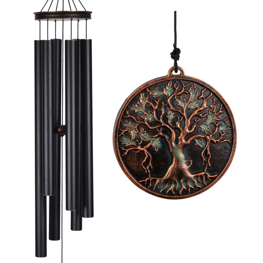 Vanquer Large Wind Chimes for Outside Deep Tone - 46'' Wind Chimes Outdoor Clearance, Memorial Windchimes, Sympathy Gift, Outdoor Décor, Patio, Home Décor, Vintage Black (46" Tree of Life)