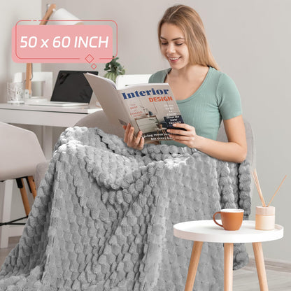 6 Pcs Flannel Throw Blanket Bulk 50 x 60 Inch, Turtle Velvet Jacquard Decorative Blankets Soft Lightweight Bed Throw for Sofa Pet Bed Party Outdoor Wedding Ideas Donation Homeless Gifts, Gray