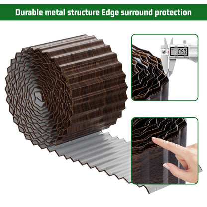 SnugNiture Corrugated Metal Garden Edging,6" x 20' Sturdy Lawn Edging Border,Landscape Edging Border for Lawn, Flower Bed,Garden and Yard(Brown)
