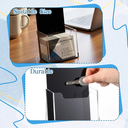 Chunful 2 Pack 4 Inch Acrylic Brochure Holders Clear Business Cards Display Holder with Black Base, Trifold Flyer Display Stand for Pamphlets, Literature, Booklets, Magazines, for Office Countertop
