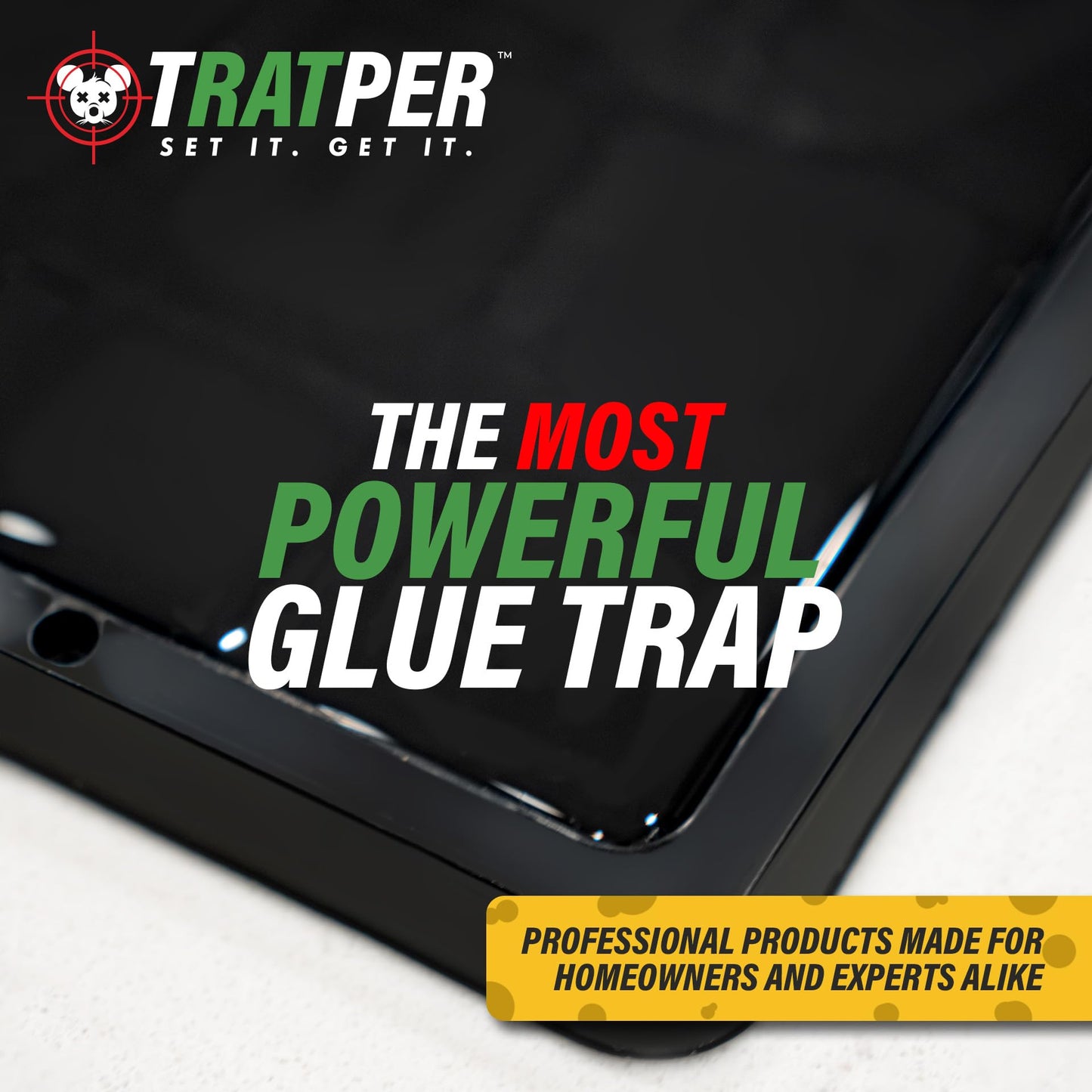 TRATPER Glue Traps for Mice,Rat,Mouse,Snake,Lizard,Insect. 10 Pack. Extra Strength,Pre-Baited Adhesive.Heavy Duty Plastic Tray.Non-Toxic,Chemical-Free Pest Control for Home. 10Pack