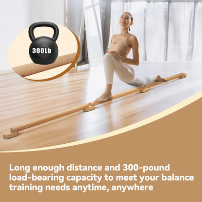 NIANRONGHUA 8 FT Adjustable Beech Wood Balance Beam for Indoor and Outdoor UseImprove Balance,Flexibility, Ankle Foot Strength for All Ages Physical Therapy for Plantar Fasciitis Relief