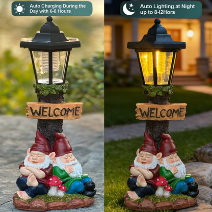 ZYLiWoo Garden Gnome Statue with Solar Lights,Outdoor Figurine Light for Outside Landscape,Lawn Yard, Path、Patio Sculptures Decor - Unique Gift for Grandmothers, Women,Sisters for Christmas Birthday