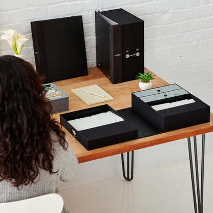 Savor | All-in-One Desk Organizer | Midnight Black – Keep Desk, Office, and Home Organized All-In-One Storage System for Important Files, Documents, Stationery, and Office Supplies