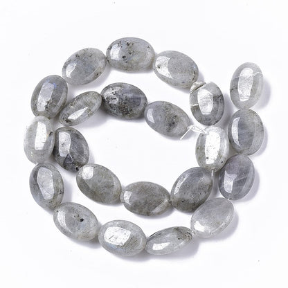 Fashewelry 20pcs Natural Gray Labradorite Stone Beads Flat Oval Healing Crystal Loose Gemstone Beads 18x13.5mm for Jewelry Necklace Bracelet Earring Craft, 15.55 Inch