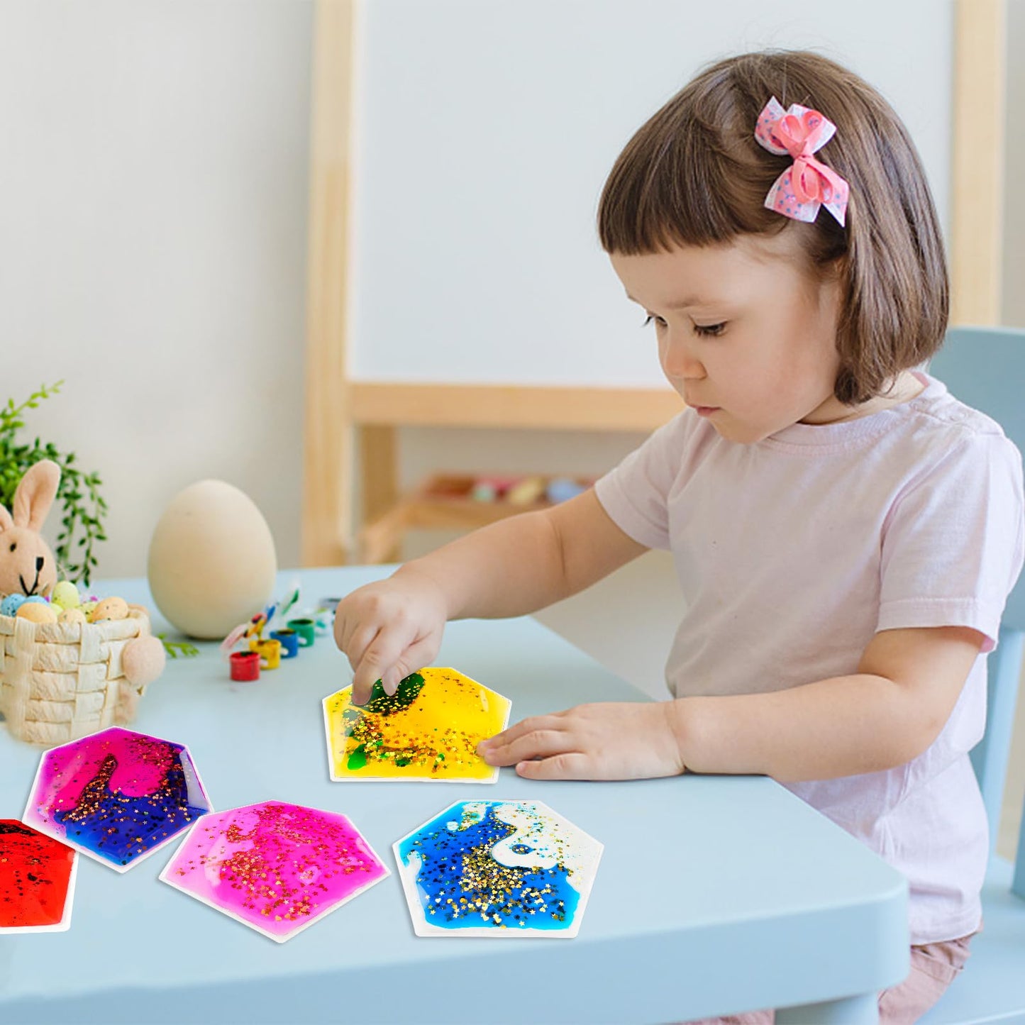 Onyoloy Sensory Soft Gel Liquid Toys - Hexagon Sensory Motion Fidget for Autism Kids, Stress Relief & Focus, Home School Therapy Travel Toys (6 Pack)