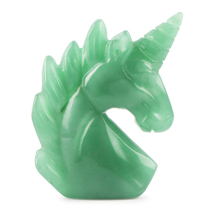 Artistone 2" Green Aventurine Jade Unicorn Stone Figurines Hand-Carved Crystal Unicorn Ornament Statue Symbol of Courage Sculpture Decoration Gift