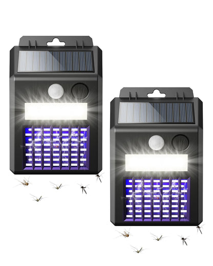 Peepst Solar Bug Zapper Outdoor - 2-in-1 Waterproof Cordless Mosquito Zapper with 3 Modes, Motion Sensor Light & UV Light, Rechargeable Mosquito Killer Lamp for Patio Yard Garden (Black)