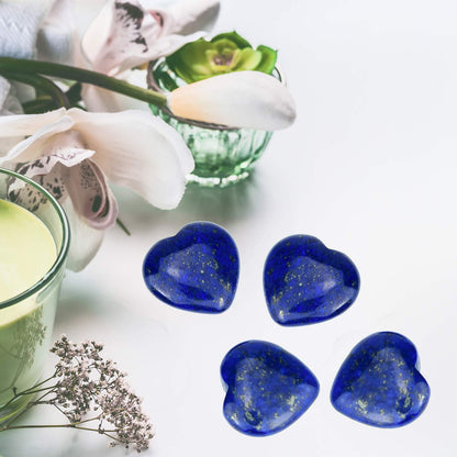 Marrywindix 15 Packs 0.8 Inch Healing Crystal Natural Lapis Lazuli Heart Love Carved Palm Worry Stone Chakra Reiki Balancing