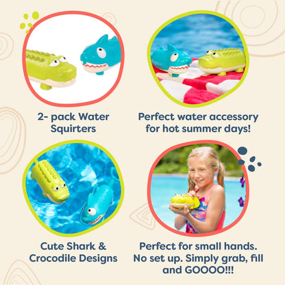 B. toys – Splishin’ Splash Animal Water Squirts Duo Pack – Fun Summer Bath Toys for Kids, Outdoor Water Play for Toddlers 18+ Months