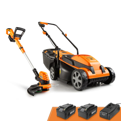 LawnMaster 20VMWGT 24V Max 13-inch Lawn Mower and Grass Trimmer 10-inch Combo with 2x4.0Ah Batteries and Charger