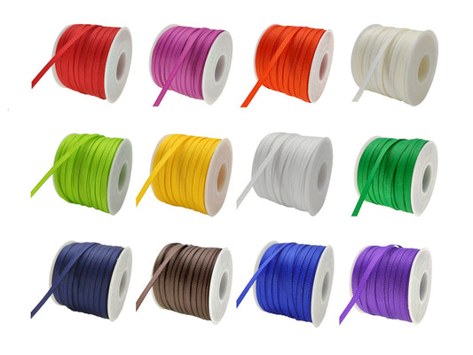 Assorted Solid Satin Polyester Ribbon 1/8 inch - 720 Yards - 12 Colors - Wedding, Christmas, Special Occasions - Gift Wrapping, Crafts, Decoration (Grosgrain Ribbon)