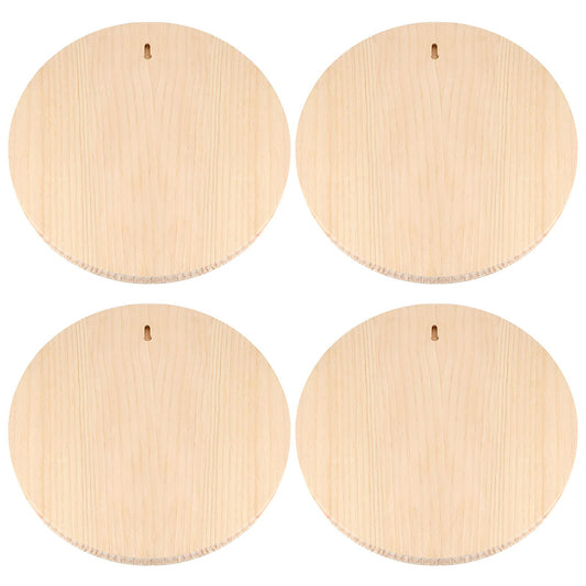 MUKLEI 4 Pack 12 Inch Round Wood Plaque, 3/4 Inch Thick Unfinished Wooden Circle Plaque Wooden Base for Craft Projects, Painting, Woodcarving, DIY Sign