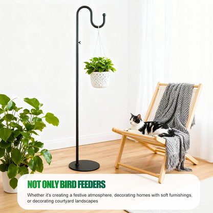 SIECCY 76" Shepherds Hook Stand for Bird Feeders, Hanging Plants, Lanterns, Wreaths & Wind Chimes, Free Standing Pole Holder with Heavy Duty Base for Indoor & Outdoor