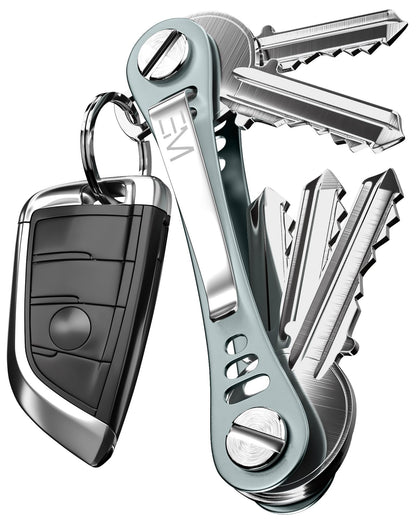 EM Premium Products Compact Key Holder - Pocket Key Organizer - 14 Keys Key Bar - Gray