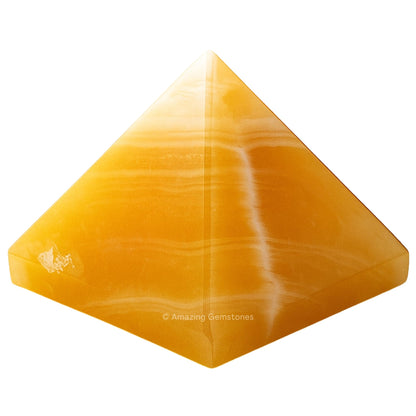 Yellow Calcite Pyramid Crystal Healing Stones - 1.5" Great Pyramid Figurine of Natural Stone Pyramid for Meditation, Reiki, Chakra Balancing and Crystal Pyramids Grid