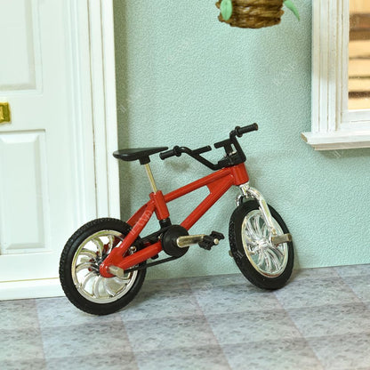 iLAND Dollhouse Furniture and Accessories on 1:12 Scale incl Dollhouse Patio Tables & Garden Chairs & BBQ Grill & Mini Bike (Modern 6pcs)
