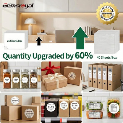 Gemsroyal 2" Round Labels Printable, Matte White Circle Stickers for Inkjet & Laser Printer, Permanent Adhesive Blank Sticker Paper, 40 Sheets, 480 Labels, for Product Merchandising, Favors and Crafts