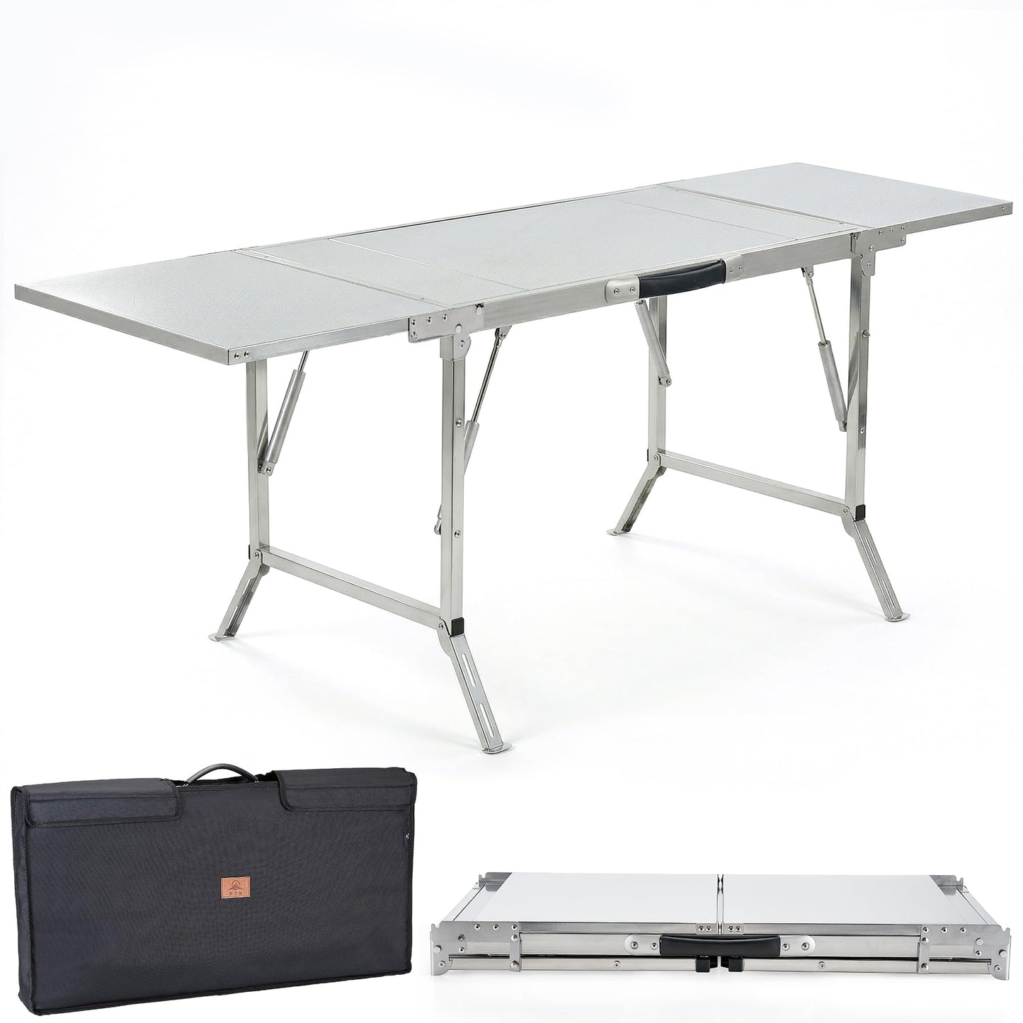 CAMPJOURNEY Folding Table IGT Camping Table, Portable Outdoor IGT Cook System, Stainless Steel Camp Table with Carry Bag for Car Camping Picnic RV Trip Patio Backyard BBQ