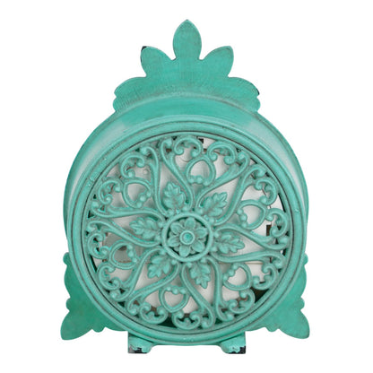 NIKKY HOME Vintage Pewter Quartz Mini Table Clock with Crystal Shining Rhinestone, 2.87 x 1.37 x 3.87 Inches, Aqua