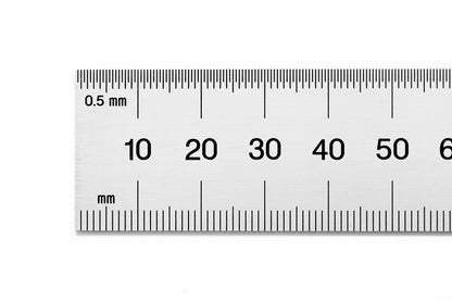 PEC Tools Rigid Metal Ruler, 12"/300mm High-Precision Steel Rule with Satin Chrome Finish, English & Metric Graduation (1/32", 1/64", 0.5mm, 1.0mm), Fully Hardened and Tempered, Made in USA