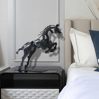 SunBlogs Art Horse Statue, Unique Metal Art Handmade Sculpture for Home Decor, Rustic Decor, Gifts for Horse Lovers (Black)