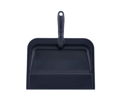 Superio Heavy Duty Plastic Dustpan with Comfort Grip Handle Black, Durable, Lightweight Multi Surface Dust Pan Easy Broom Sweeping, 10 inches Wide, 1-Pack