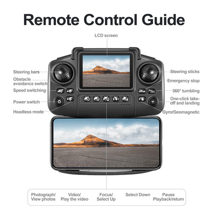 elecci E99 Drone with Screen Controller, Two-batteries, Altitude Hold, One Key Take Off/Landing, Active Obstacle Avoidance. with Black Outdoor Carrying Case. (White - 2 batteries)