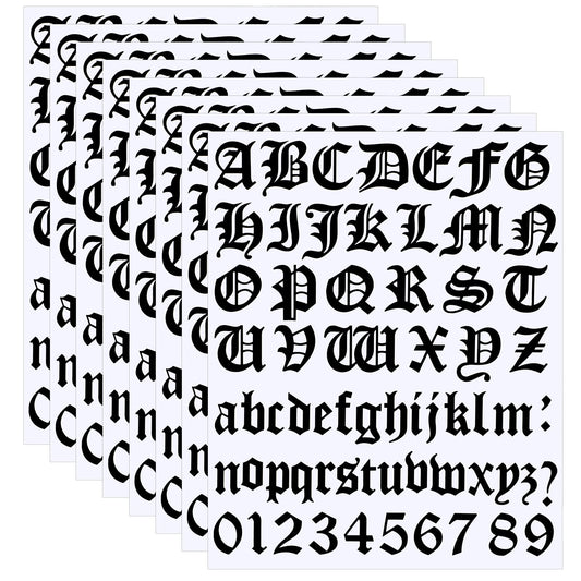 Teling 8 Sheets Letter Stickers Vinyl Old English Alphabet Number Stickers Self Adhesive Stick on Letters for Graduation Scrapbooking DIY Art Business Mailboxes Address Craft(1 Inch,Black)