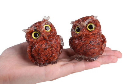 LAIDANLA Red Jasper 2.4" Owl Statue Natural Healing Crystal Cute Owl Animal Red Figurine Pocket Sculpture Reiki Spiritual Energy Gemstone Home Office Room Desk Decor Gifts for Women Men